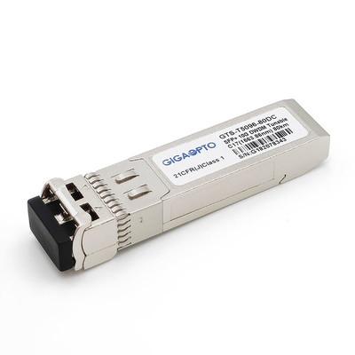 ปรับ 50GHz ขั้นตอน 10G DWDM C-band SFP + SMF เครื่องรับส่งสัญญาณ 80km 1563.86nm-1528.77nm LC DOM