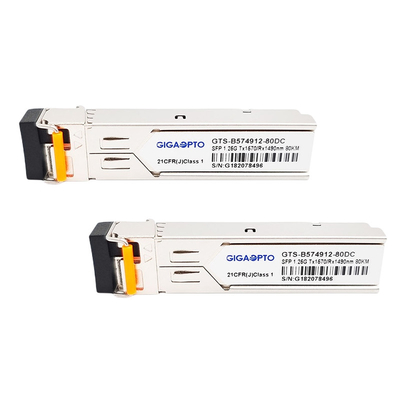 TX1570nm / RX1490nm Gigabit Fiber Transceiver 80km LC สำหรับ SMF GLC-BX80-D