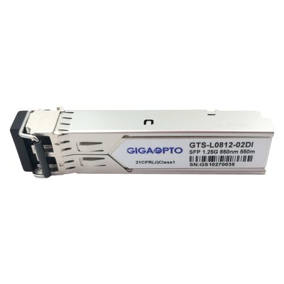 1.25G SFP เครื่องรับส่งสัญญาณอุตสาหกรรม 1000BASE-SX 850nm 550m โมดูลดูเพล็กซ์ LC MMF DOM