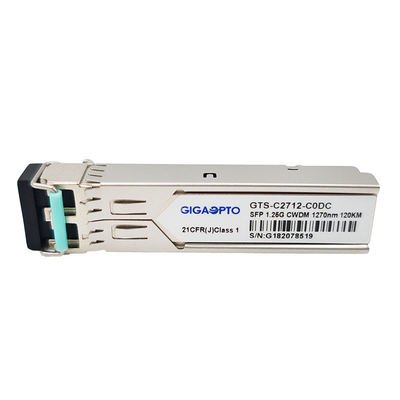 โมดูลตัวรับส่งสัญญาณ SFP ดูเพล็กซ์ 1.25G 1000BASE CWDM 1270 1610nm 120km LC SMF DOM