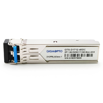 1.25G SFP 100GHz 1000BASE-DWDM C17 ~ C61 40km โมดูลตัวรับส่งสัญญาณ DOM Duplex LC SMF