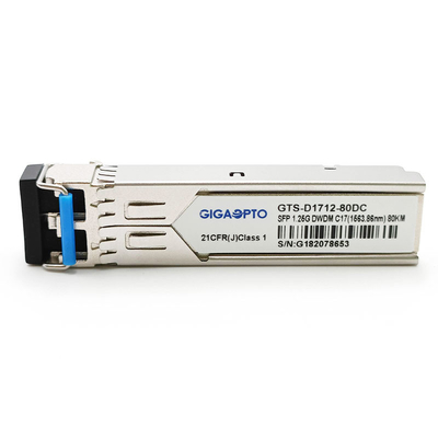 1.25Gbps SFP 80km C17 ~ C61 1000BASE-DWDM โมดูลรับส่งสัญญาณ 100GHz DOM SMF Duplex LC
