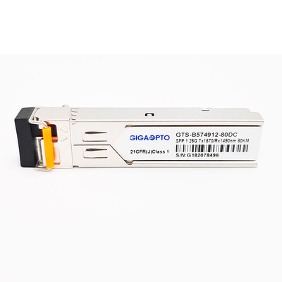 1000BASE-BX 1.25G โมดูลรับส่งสัญญาณ BiDi SFP TX1570nm / RX1490nm 80km LC SMF DOM