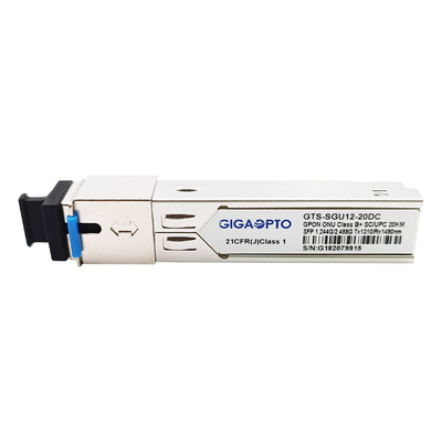 ONU ONT คลาส B+ GPON SFP ตัวรับส่งสัญญาณ TX1.244G/RX2.488G 1310nm TX 1490nm RX SC UPC 20km DDM