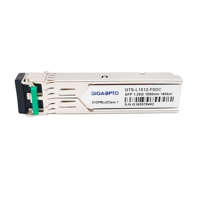 โมดูลรับส่งสัญญาณแสง 1.25G SFP 1550nm 160km 1000BASE ZX SMF ดูเพล็กซ์ LC DOM