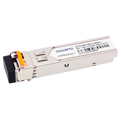 1000BASE BX 1.25G BiDi SFP เครื่องรับส่งสัญญาณ TX1570nm RX1490nm 80km LC SMF DOM