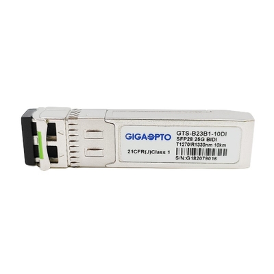 WDM SFP28 โมดูลเครื่องรับส่งสัญญาณออปติคอล 10km LC DOM 1270nm TX 1330nm RX Industrial