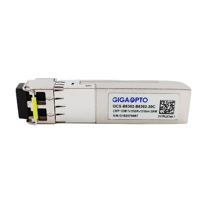 100Mbps Compact SFP เครื่องรับส่งสัญญาณแสงแบบสองทิศทางแบบสองทิศทาง TX1550nm RX1310nm LC 20km DOM