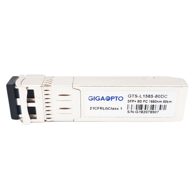 โมดูลไฟเบอร์แชนแนล 8GFC ZW SFP + เครื่องรับส่งสัญญาณ 80km 1550nm EML SMF LC DOM