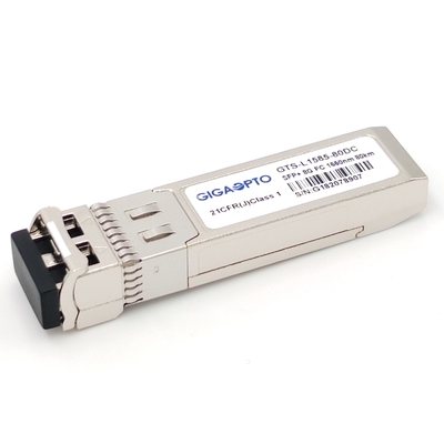 โมดูลไฟเบอร์แชนแนล 8GFC ZW SFP + เครื่องรับส่งสัญญาณ 80km 1550nm EML SMF LC DOM