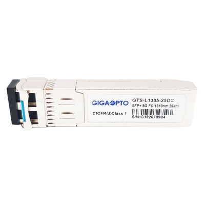 โมดูลรับส่งสัญญาณไฟเบอร์แชนแนล SFP + 8G FC SMF 1310nm 25km LC DOM