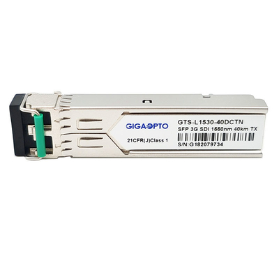 ไม่ใช่ MSA 3G SDI Video SFP Transceiver TX เพียง 1550nm 40km รูปแบบทางพยาธิวิทยาวิดีโอโมดูลส่งสัญญาณเดียว DDM