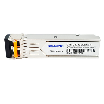 3Gbps DVI Video SFP Transceiver CWDM เครื่องส่งสัญญาณเดี่ยวไม่ใช่ MSA 1270nm 1610nm 20km SMF LC DDM