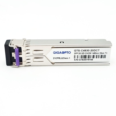 3Gbps DVI Video SFP Transceiver CWDM เครื่องส่งสัญญาณเดี่ยว MSA 1270nm-1610nm 20km SMF LC DDM