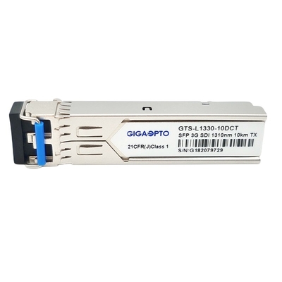 SD SDI 3G SDI SFP วิดีโอ TX1310nm เครื่องส่งสัญญาณแสงเดียว 10km LC DOM MSA สำหรับ SD HD 3G SDI
