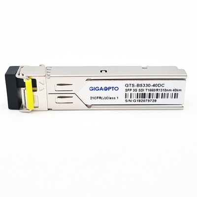 3Gbps MSA SMPTE SFP BiDi TX1550nm RX1310nm 40km โมดูลตัวรับส่งสัญญาณสำหรับ SD/HD/3G-SDI LC SMF DDM