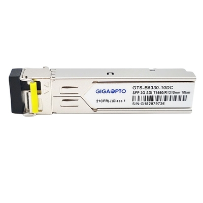 3Gb / S โหมดเดียวโมดูล BiDi SFP TX1550nm RX1310nm 10km รูปแบบพยาธิสภาพวิดีโอโมดูลรับส่งสัญญาณ DDM MSA
