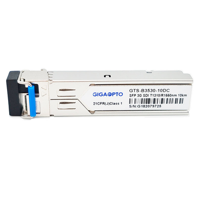 3Gbps MSA วิดีโอดิจิตอล SFP BiDi 1310nm TX 1550nm RX 10km โมดูลรับส่งสัญญาณสำหรับ SD / HD / 3G-SDI
