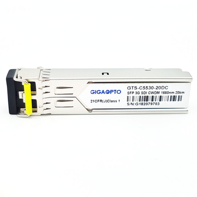 3G SDI HD Video CWDM SFP โมดูลรับส่งสัญญาณ 1270 ~ 1610nm ช่อง 20KM LC DOM MSA Pin-Out