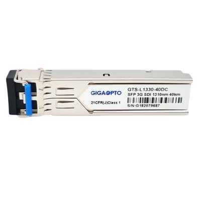 MSA 3G SD HD 3G SDI SFP เครื่องรับส่งสัญญาณ 1310nm 40KM DFB PIN ตัวรับส่งสัญญาณออปติคอลโมดูล Dual LC DOM