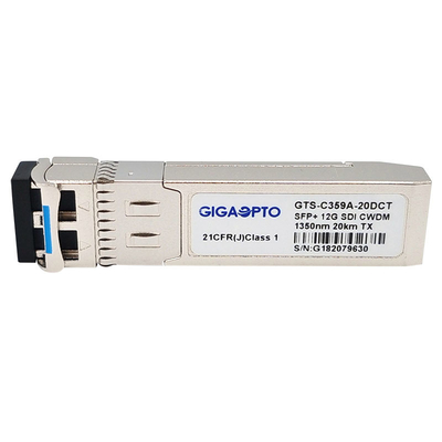 เครื่องส่งสัญญาณ SDI CWDM 12G SFP + Tx 1270 ~ 1450nm เครื่องส่งสัญญาณ DFB 20KM LC DOM MSA Pinout