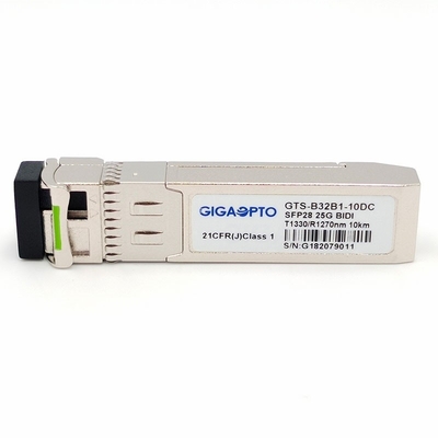 SFP28 25GBASE TX-1330nm RX-1270nm 10km Simplex LC SMF โมดูลตัวรับส่งสัญญาณแสง DOM